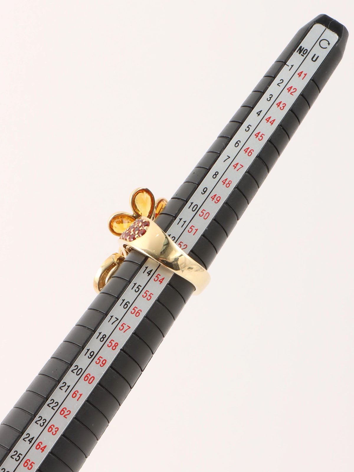 18K Sapphire Diamond Flower Motif Ring Orange/Gold