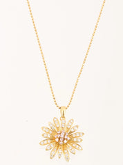 18K Gold/Pink Diamond Flower Motif Necklace