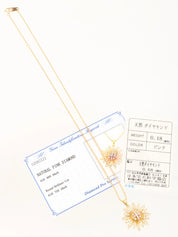 18K Gold/Pink Diamond Flower Motif Necklace