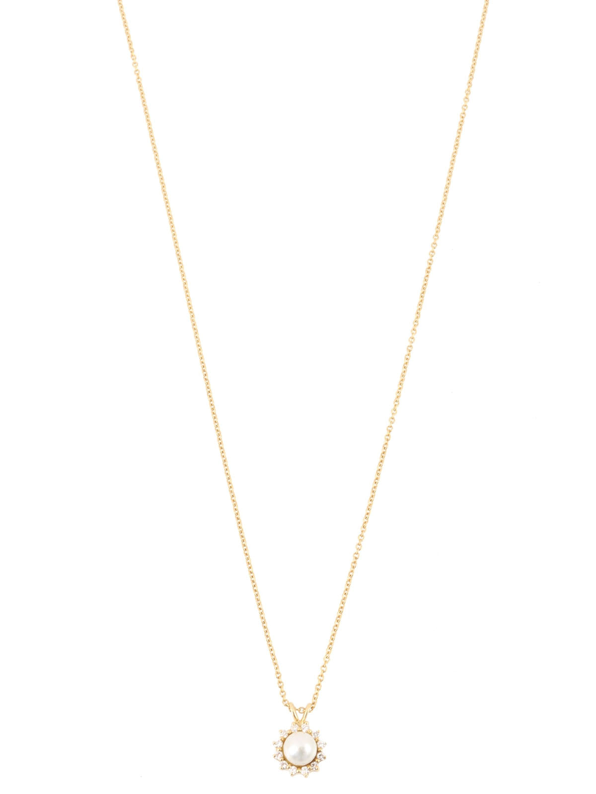 18K Diamond Pearl Flower Motif Necklace in White/Gold