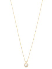 18K Diamond Pearl Flower Motif Necklace in White/Gold