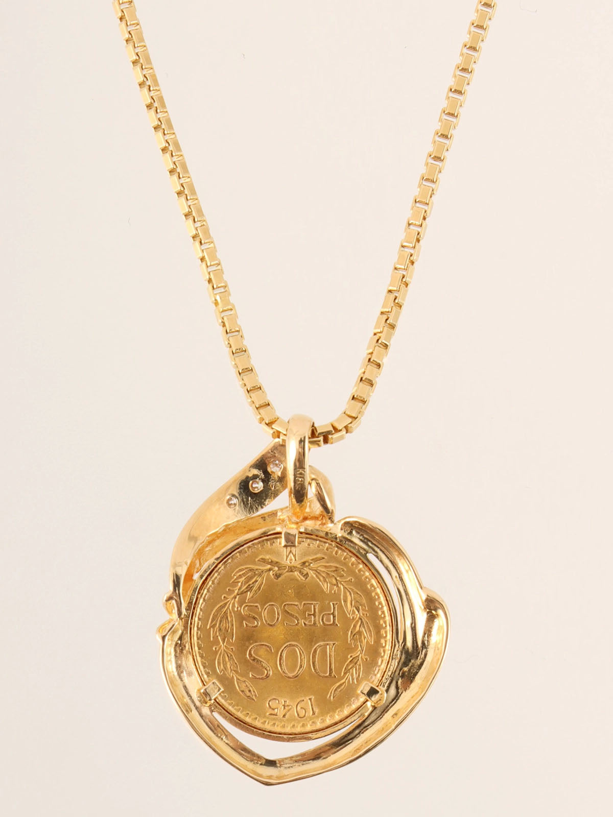 18Kダイヤモンドコインネックレス ゴールド