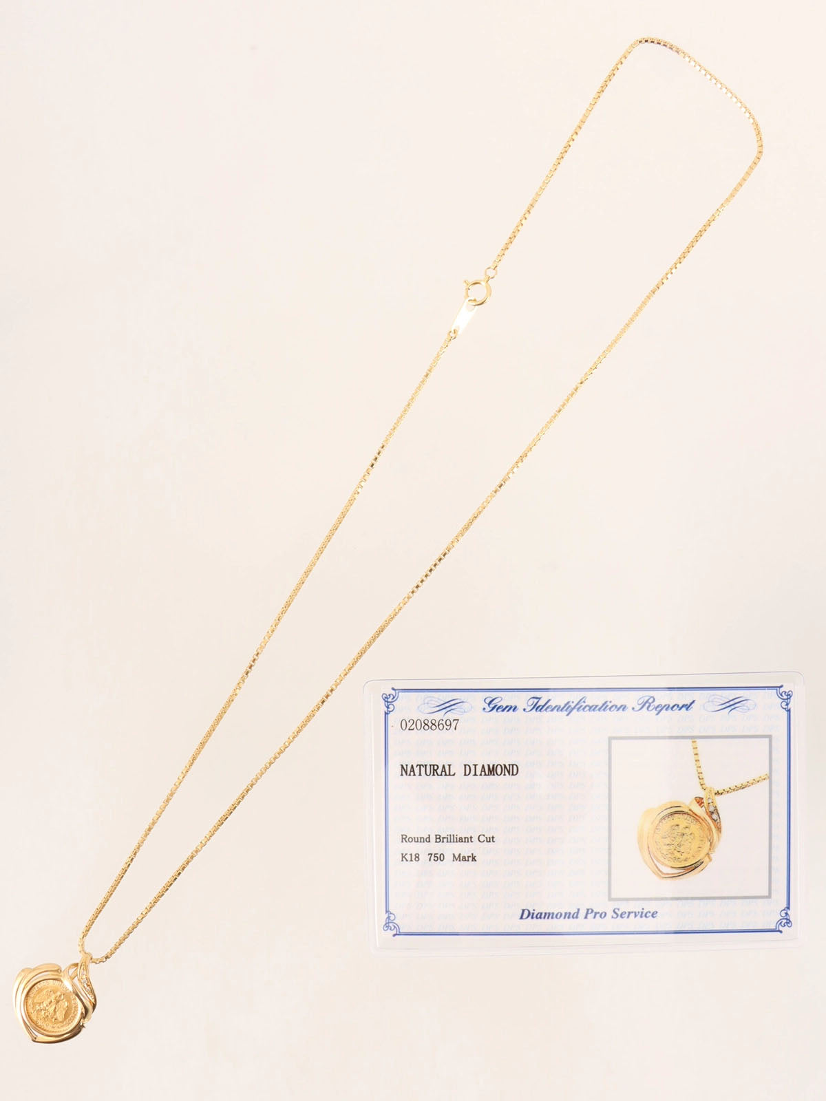 18Kダイヤモンドコインネックレス ゴールド