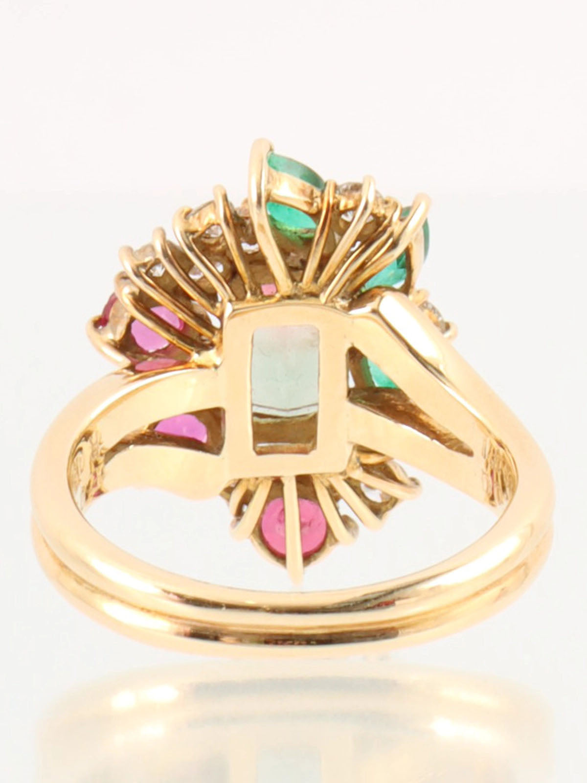 18K Diamond Watermelon Tourmaline Ring in Green/Red