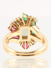 18K Diamond Watermelon Tourmaline Ring in Green/Red