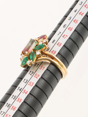 18K Diamond Watermelon Tourmaline Ring in Green/Red