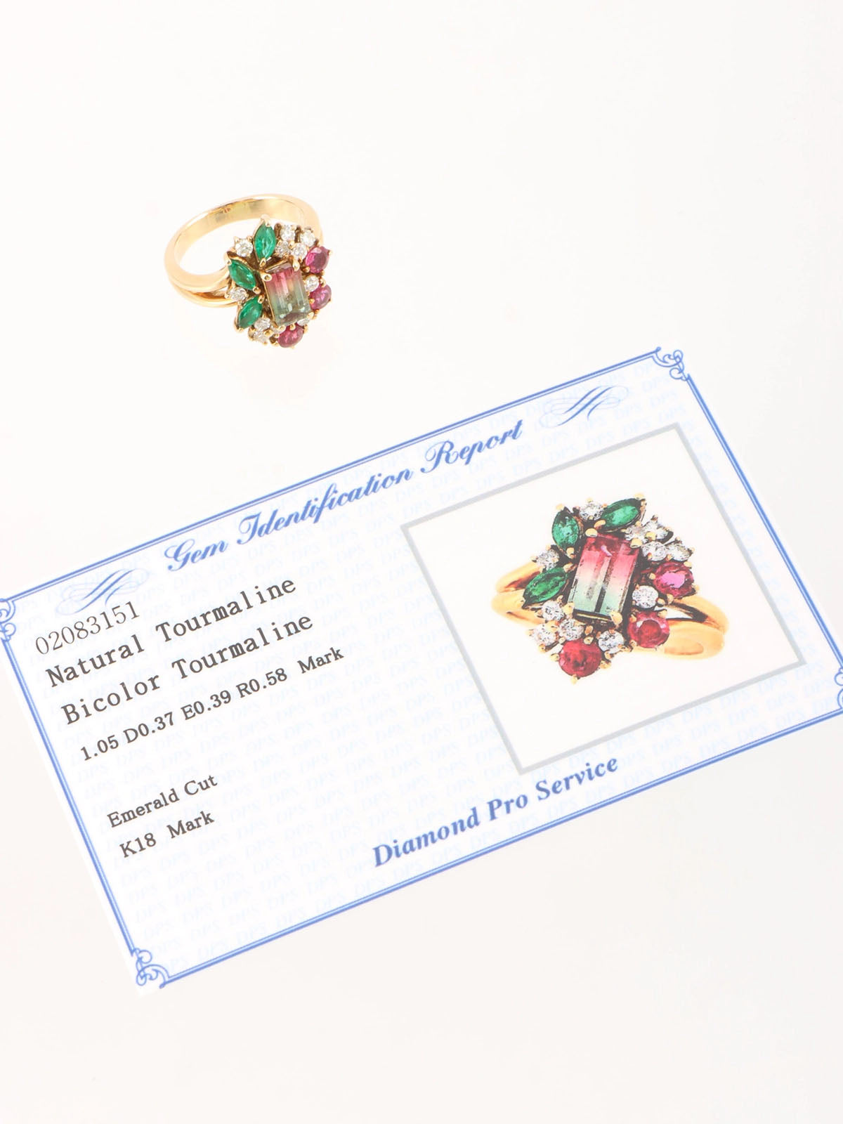 18K Diamond Watermelon Tourmaline Ring in Green/Red