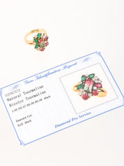 18K Diamond Watermelon Tourmaline Ring in Green/Red