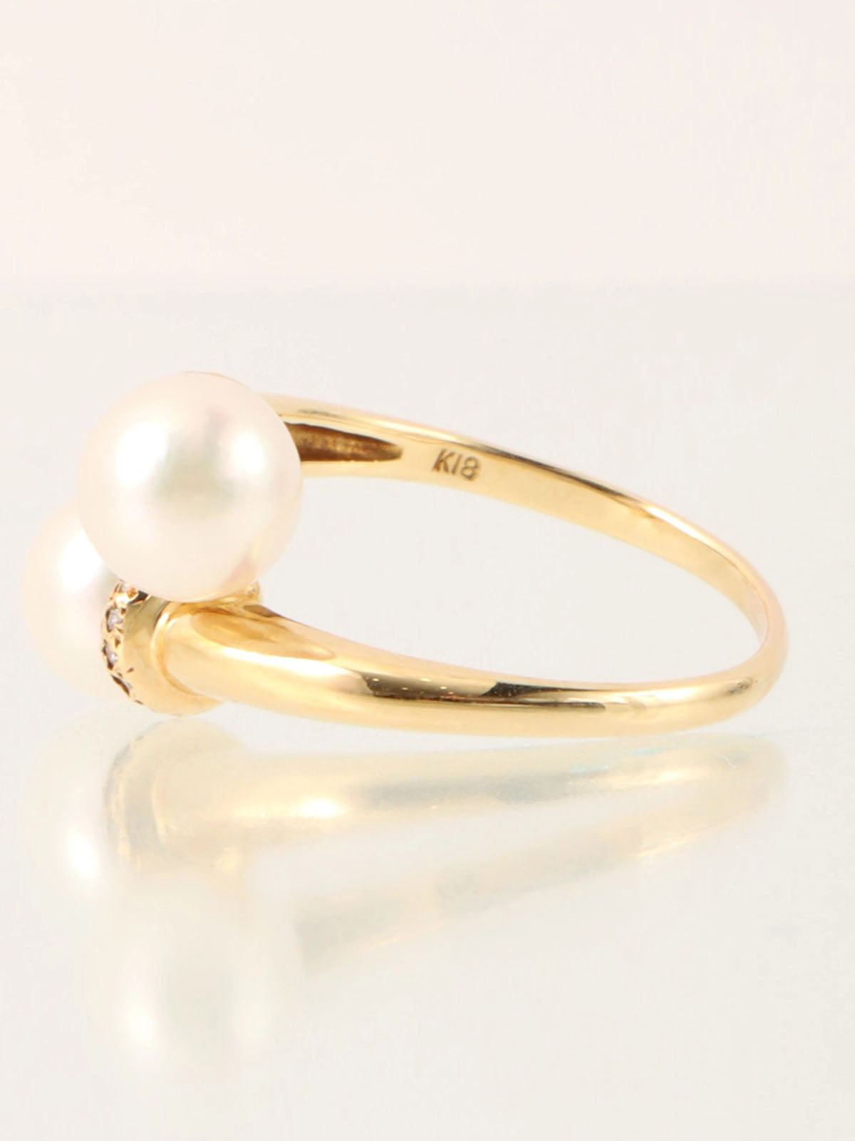 18K Pearl Diamond Design Ring Gold/White