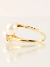 18K Pearl Diamond Design Ring Gold/White