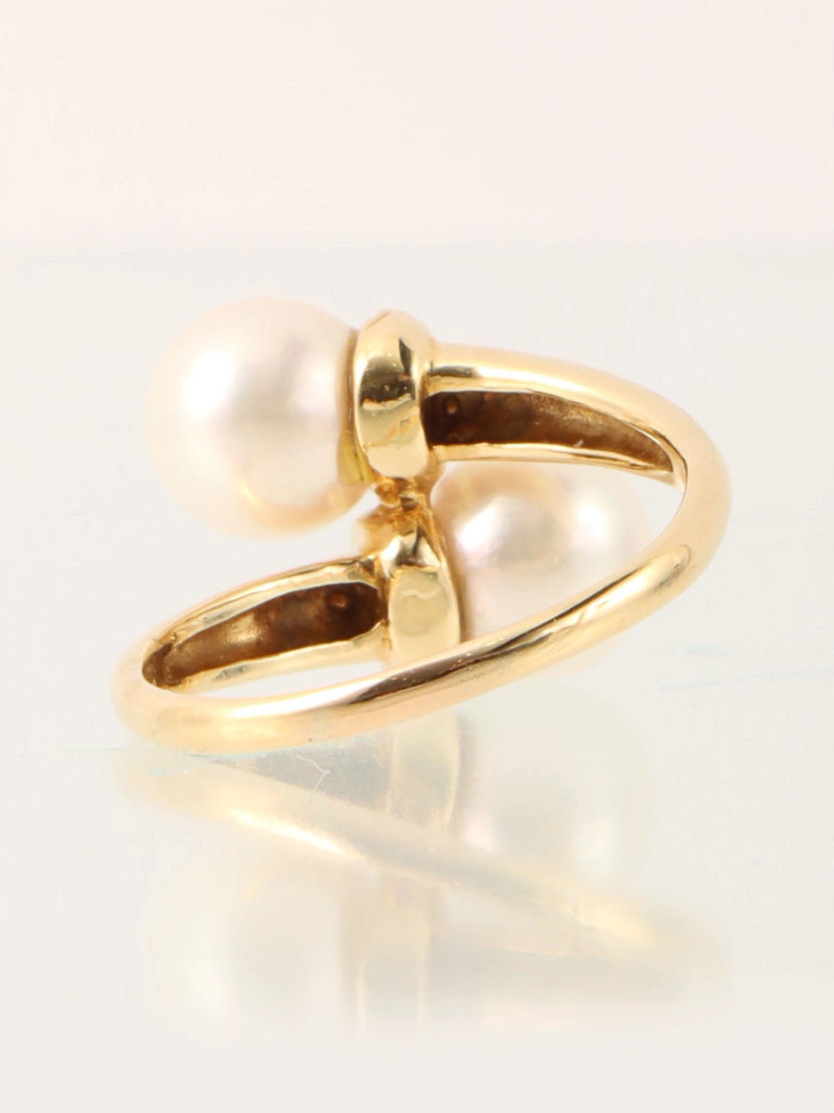 18K Pearl Diamond Design Ring Gold/White