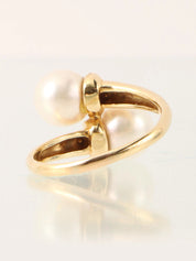 18K Pearl Diamond Design Ring Gold/White