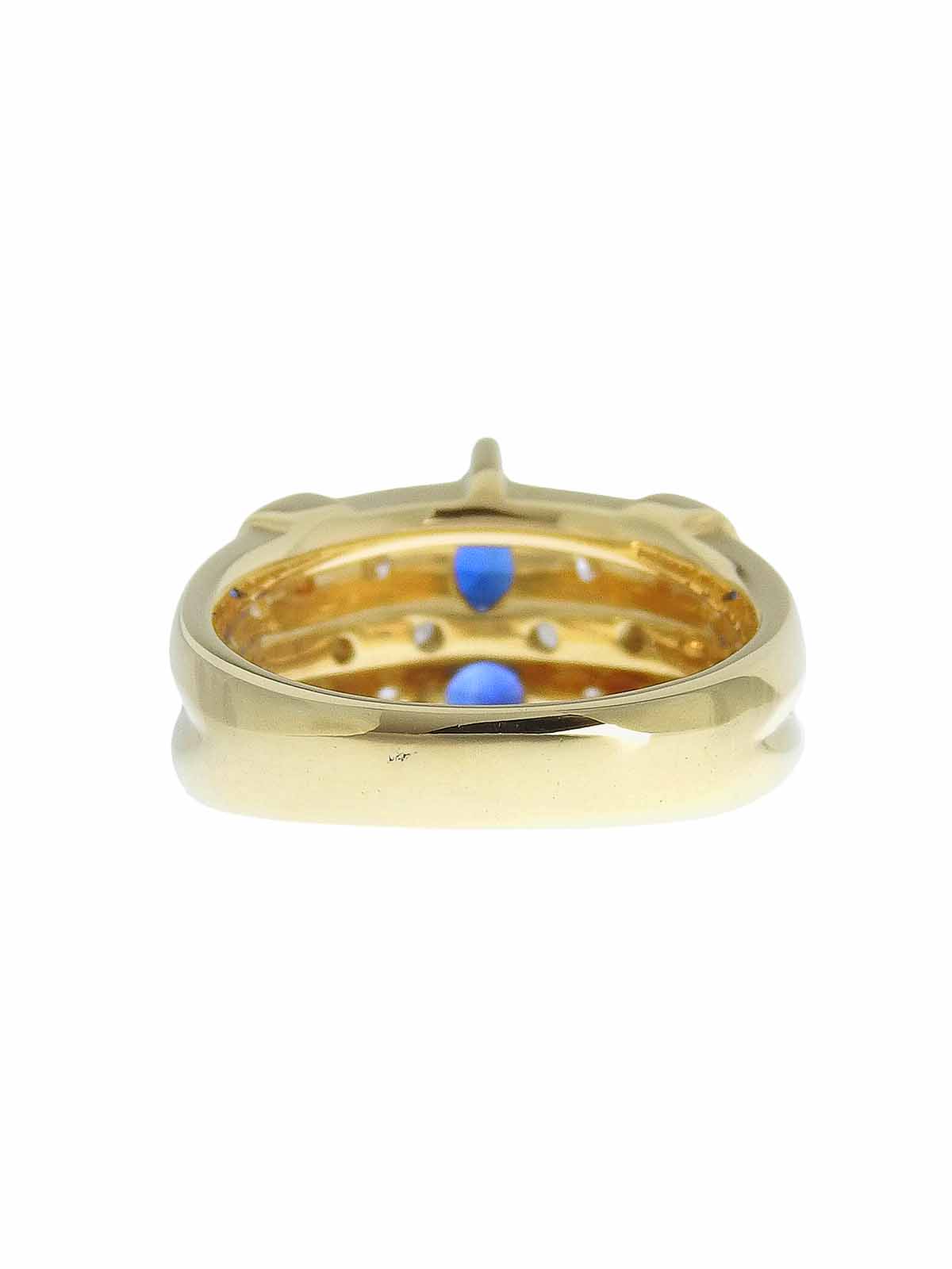 18K Sapphire and Diamond Design Ring in Gold/Blue
