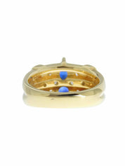 18K Sapphire and Diamond Design Ring in Gold/Blue