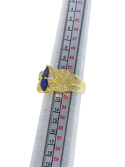 18K Sapphire and Diamond Design Ring in Gold/Blue