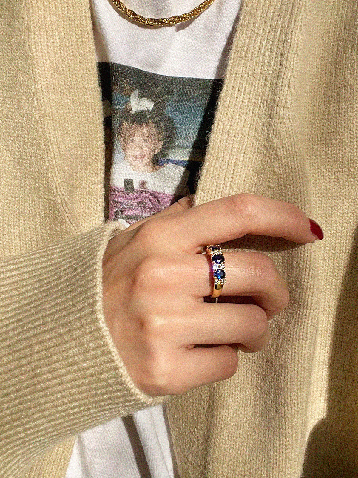 18K Gold/Blue Sapphire and Diamond Ring