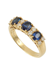 18K Gold/Blue Sapphire and Diamond Ring