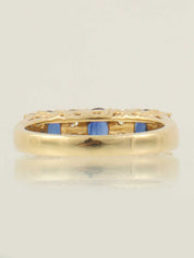 18K Gold/Blue Sapphire and Diamond Ring