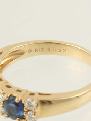 18K Gold/Blue Sapphire and Diamond Ring