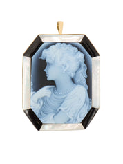 18K Diamond Cameo 2-Way Brooch in White/Black/Gold