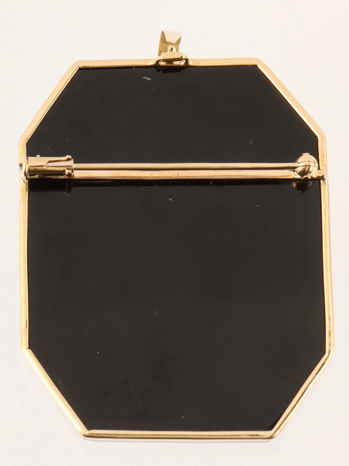 18K Diamond Cameo 2-Way Brooch White/Black/Gold