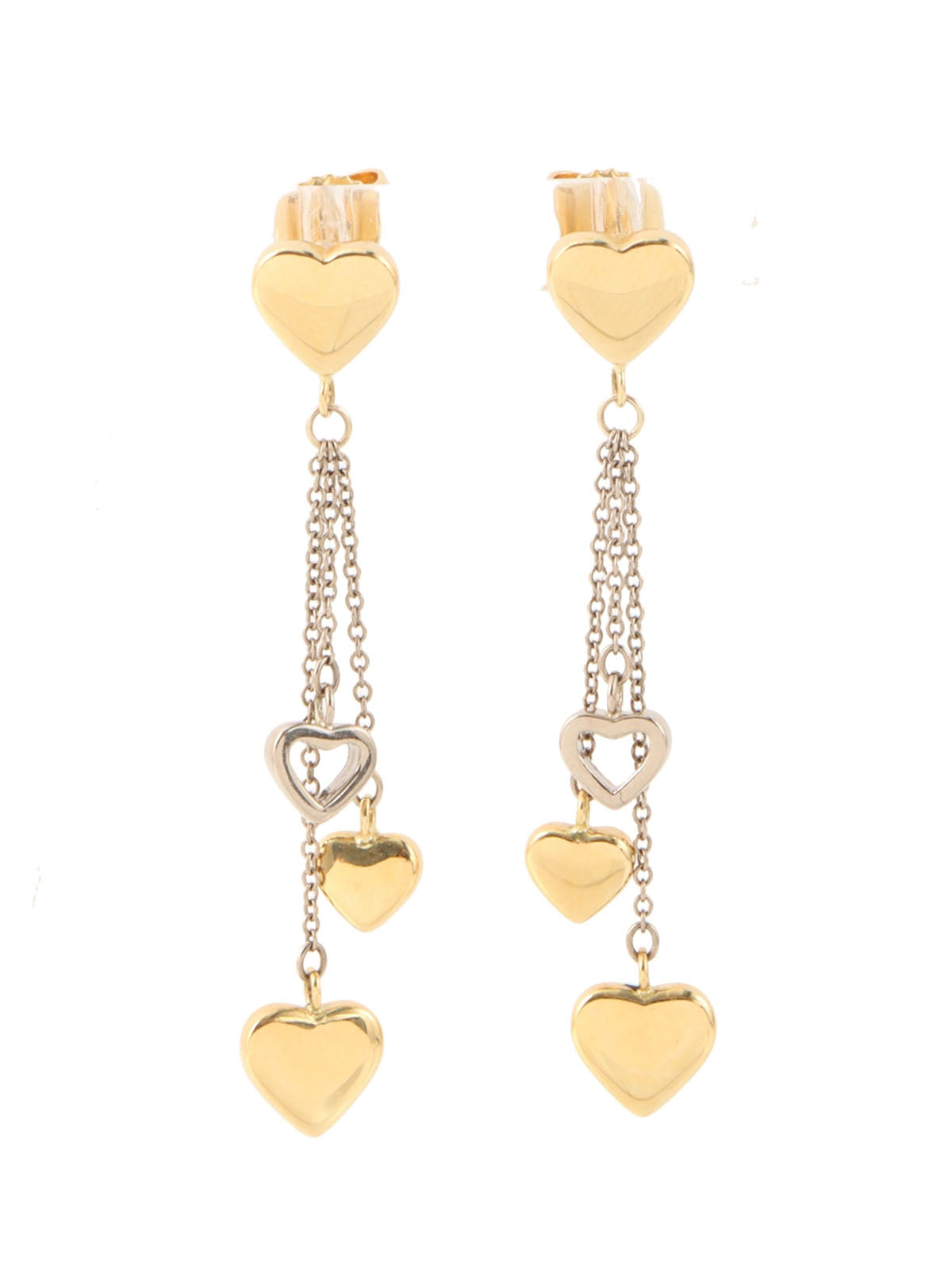 18K Multi Drop Heart Earrings Gold/Silver