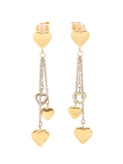 18K Multi Drop Heart Earrings Gold/Silver