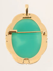 Gerhard Schmidt 18K Platinum Diamond Two-Way Cameo Brooch in White/Green/Gold