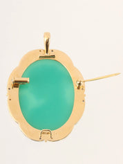 Gerhard Schmidt 18K Platinum Diamond Two-Way Cameo Brooch in White/Green/Gold