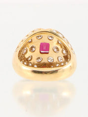 18K Gold/Red Diamond Ruby Design Ring