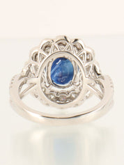 Platinum Sapphire and Diamond Design Ring in Silver/Navy