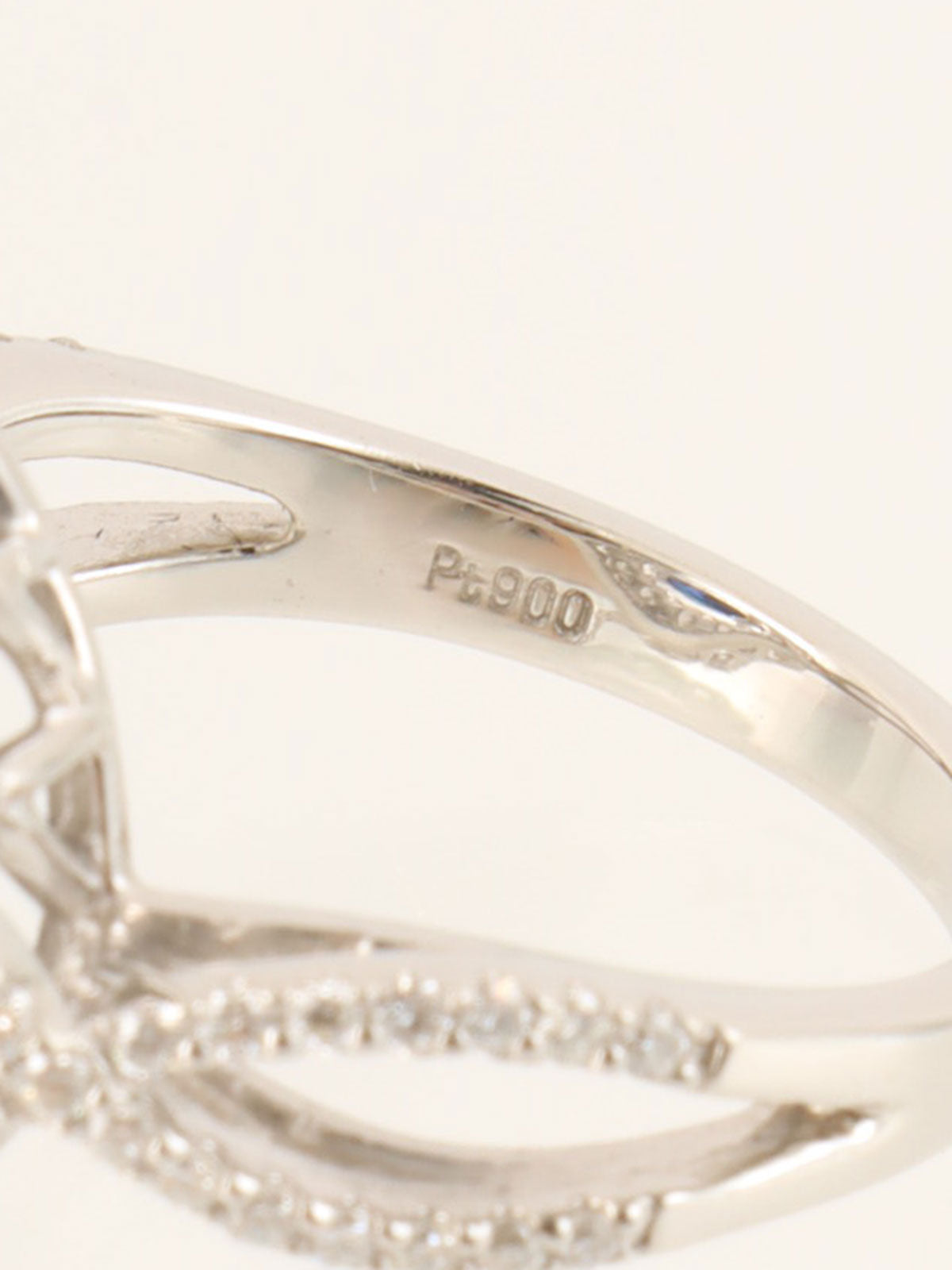 Platinum Sapphire and Diamond Design Ring in Silver/Navy