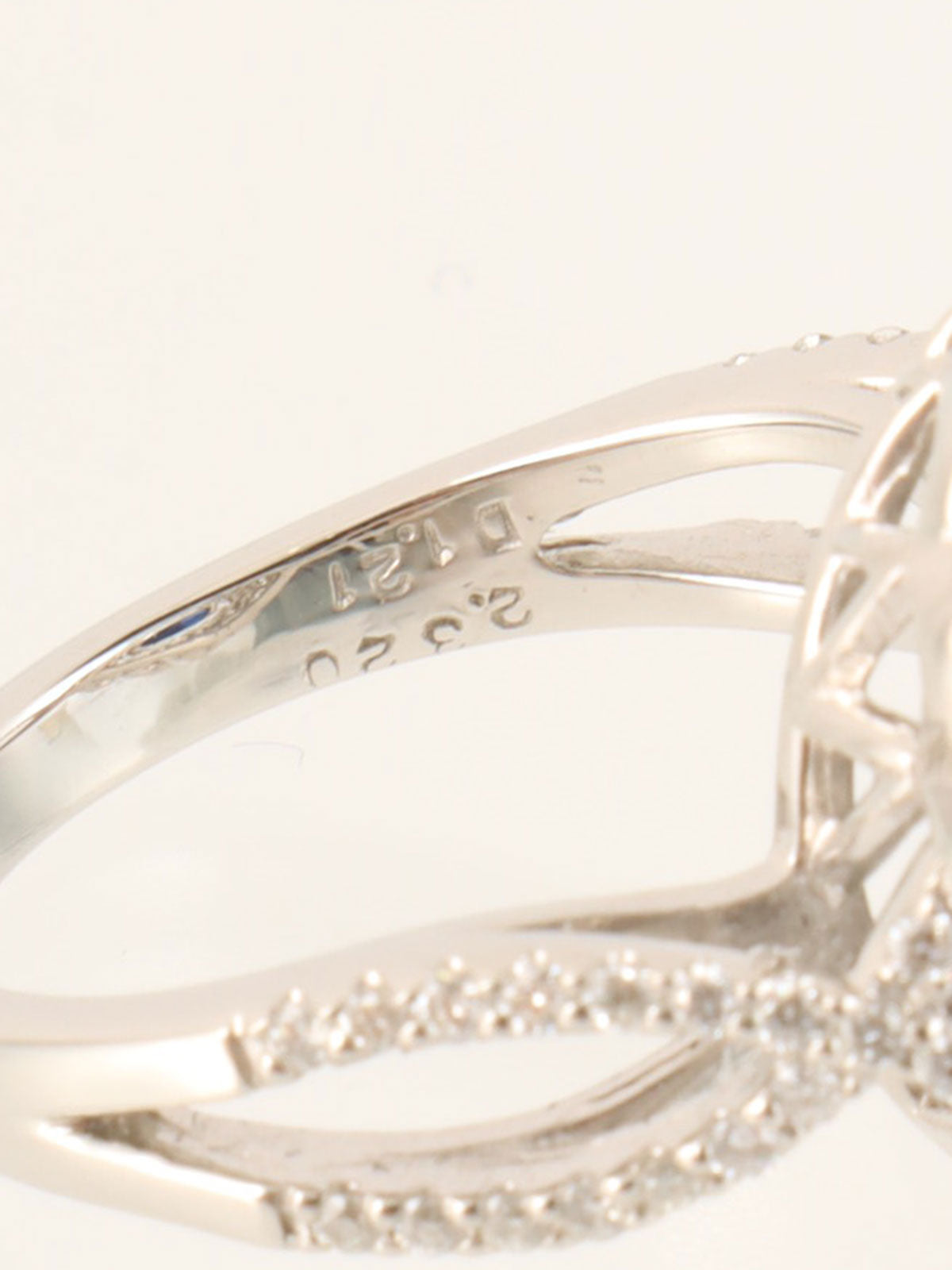 Platinum Sapphire and Diamond Design Ring in Silver/Navy