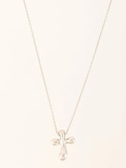 Platinum Diamond Cross Necklace in Silver