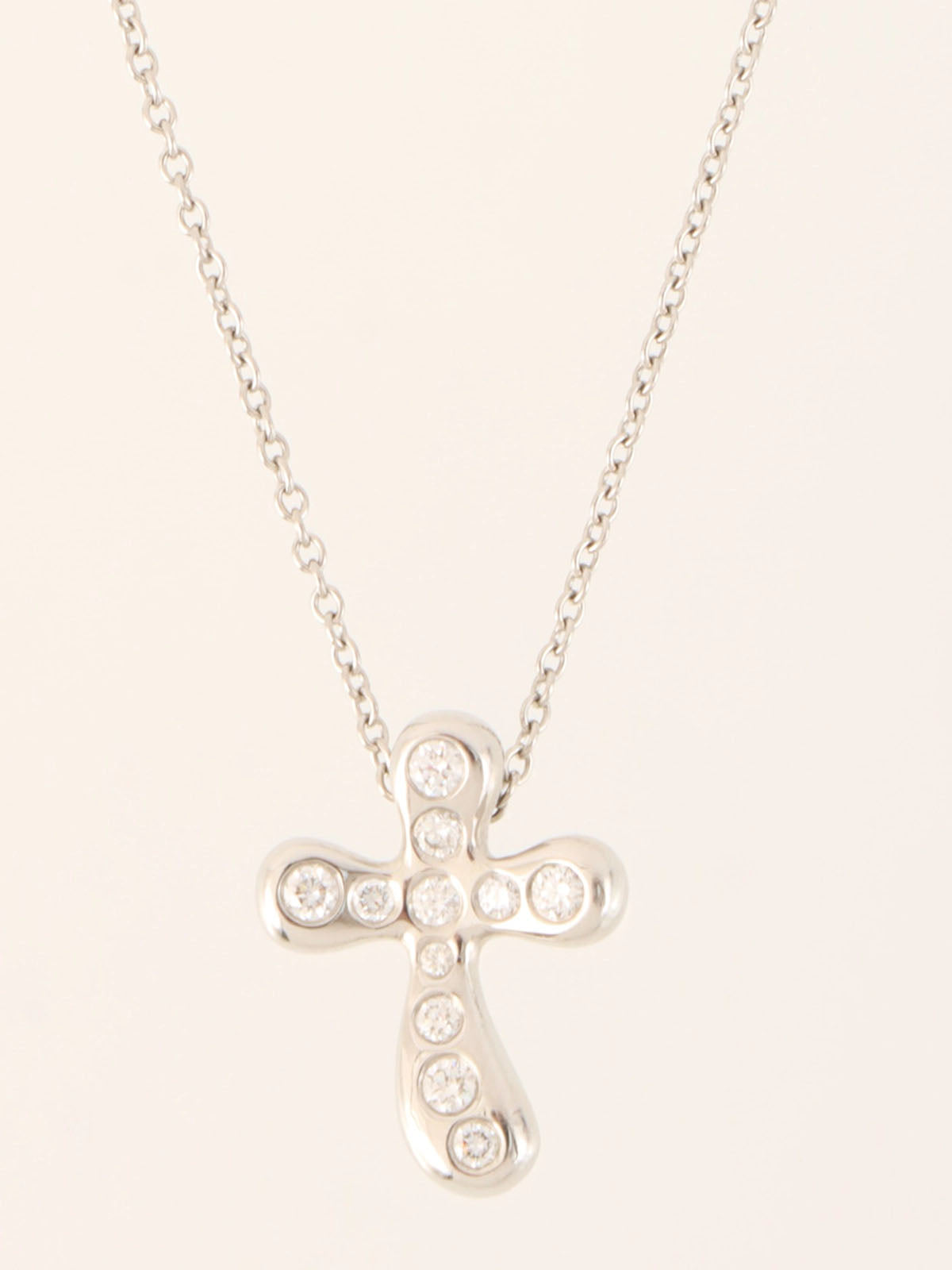 Platinum Diamond Cross Necklace in Silver
