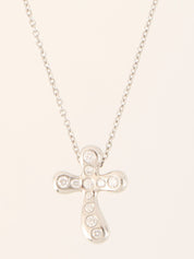 Platinum Diamond Cross Necklace in Silver