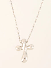 Platinum Diamond Cross Necklace in Silver