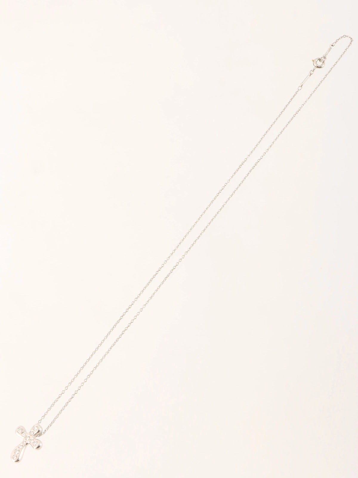 Platinum Diamond Cross Necklace in Silver