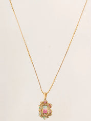 18K Diamond Watermelon Tourmaline Necklace in Gold/Green/Red