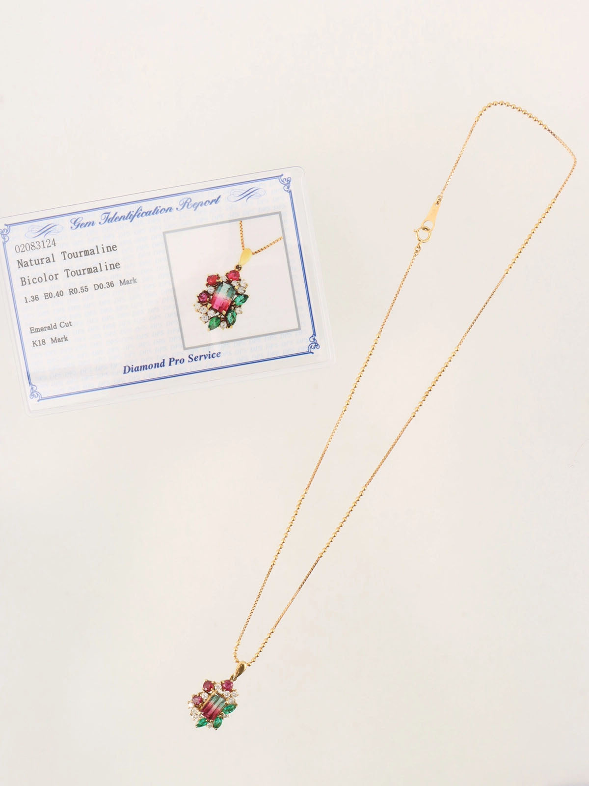 18K Diamond Watermelon Tourmaline Necklace in Gold/Green/Red