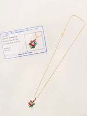 18K Diamond Watermelon Tourmaline Necklace in Gold/Green/Red