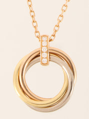 18K Diamond Trinity Necklace  White Gold/Yellow Gold/ Pink Gold