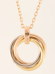 18K Diamond Trinity Necklace  White Gold/Yellow Gold/ Pink Gold
