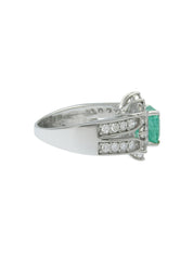 プラチナエメラルドダイヤモンドデザインリング シルバー/グリーン
