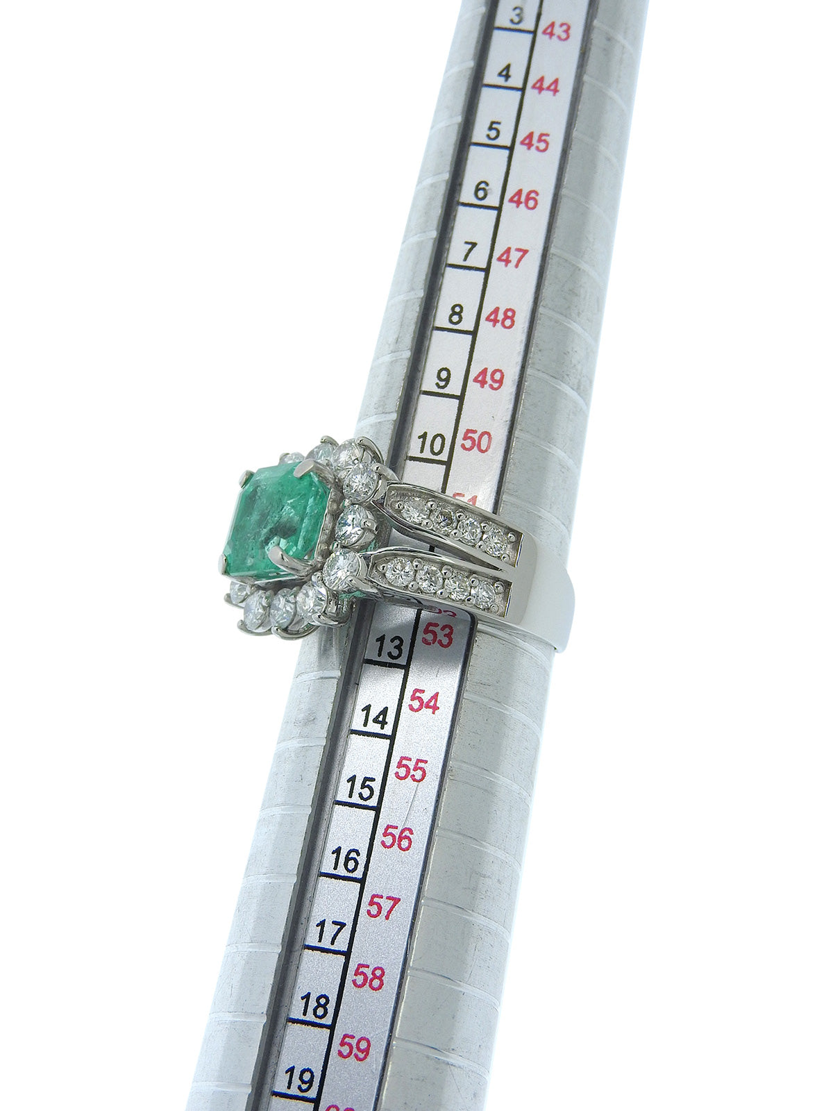 プラチナエメラルドダイヤモンドデザインリング シルバー/グリーン