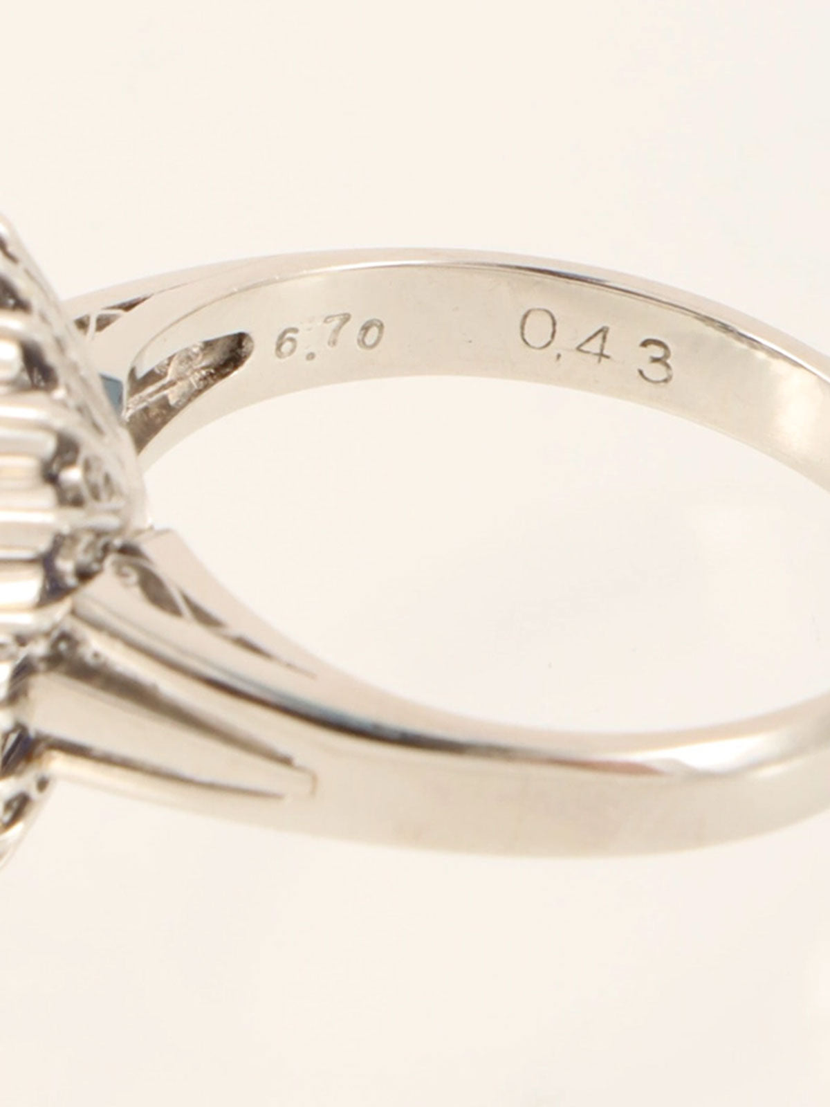 Platinum Sapphire and Diamond Oval Ring in Silver/Navy