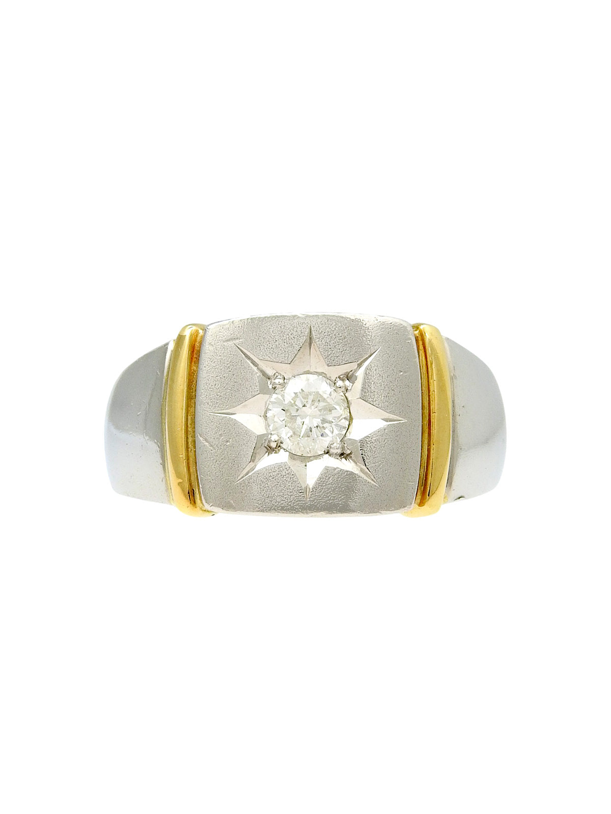 18K Platinum Signet Ring in Silver/Gold