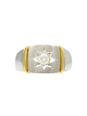 18K Platinum Signet Ring in Silver/Gold