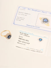 18K Diamond and Sapphire Drop Motif Ring in Gold/Blue