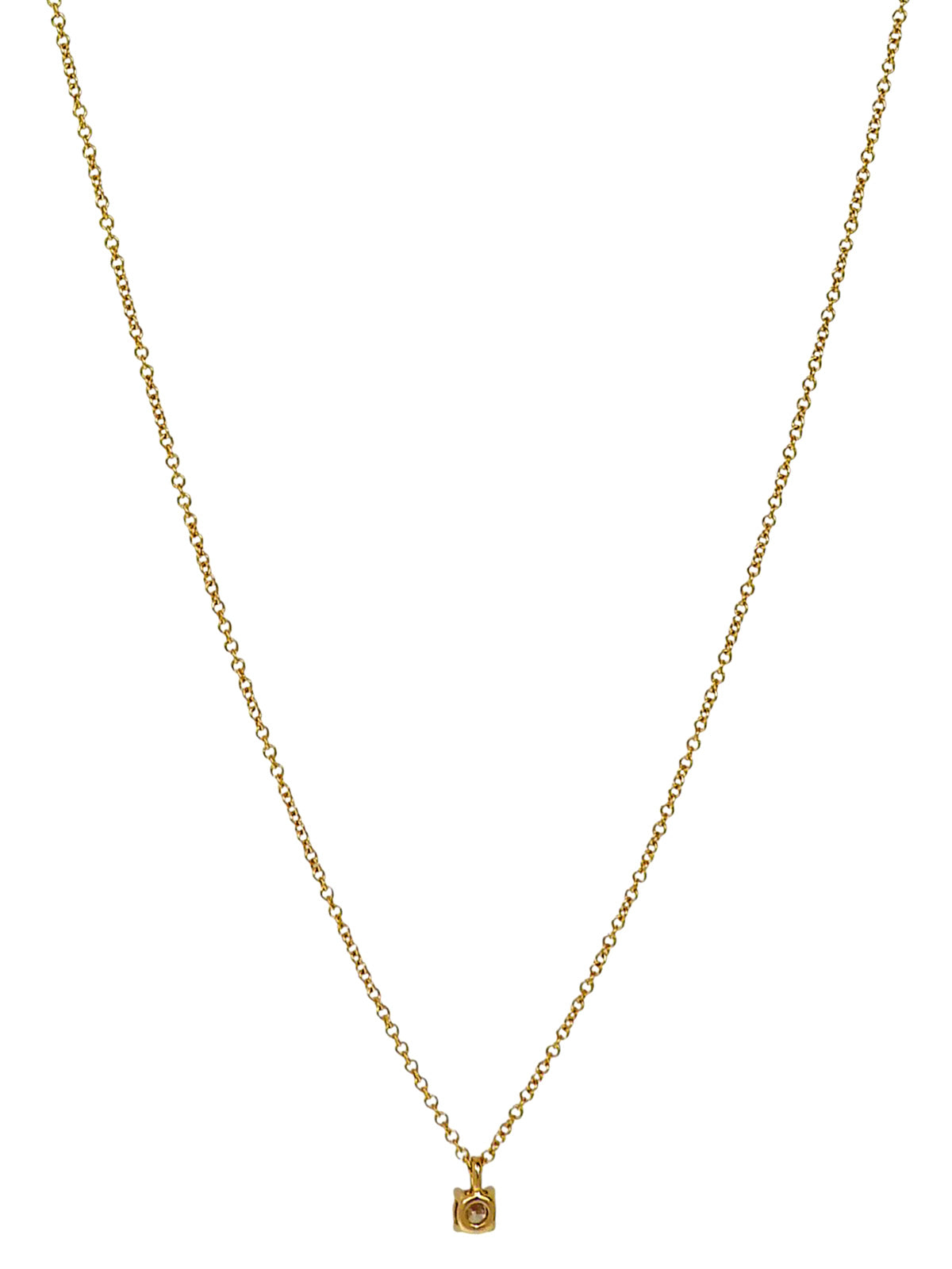 18K Gold Diamond Solitaire Necklace